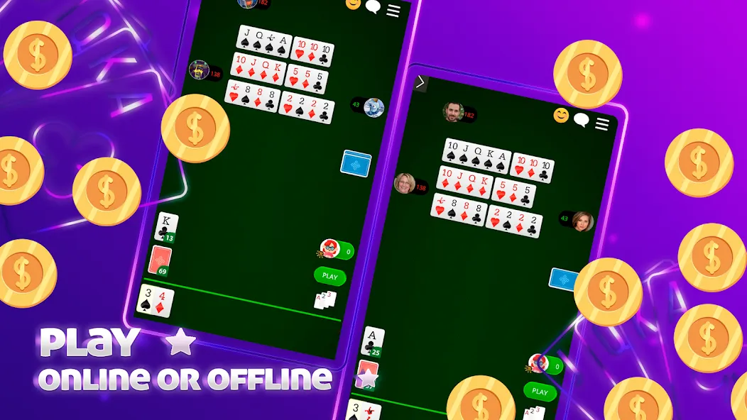 Scala 40 Online - Card Game (Скала 40 Онлайн) [МОД Все открыто] APK Android Screenshot 5