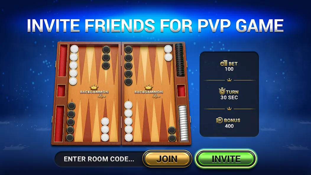 Backgammon Live - Online Games (Бэкгаммон Лайв) [МОД Mega Pack] APK Android Screenshot 1