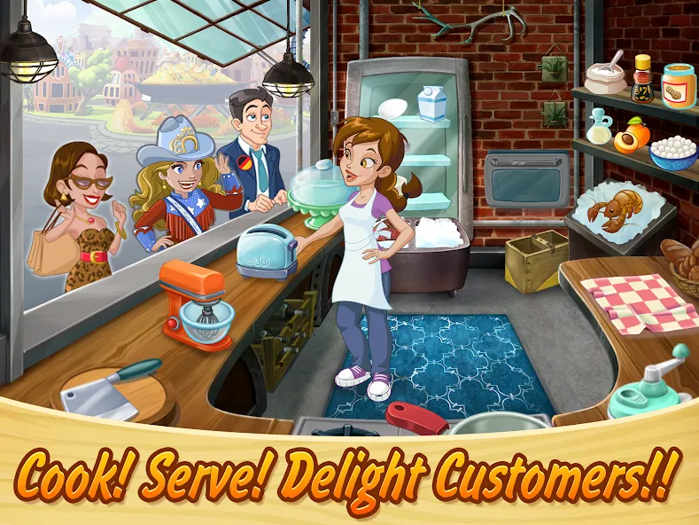 Kitchen Scramble: Cooking Game (Китчен Скрэмбл) [МОД Mega Pack] APK Android Screenshot 1