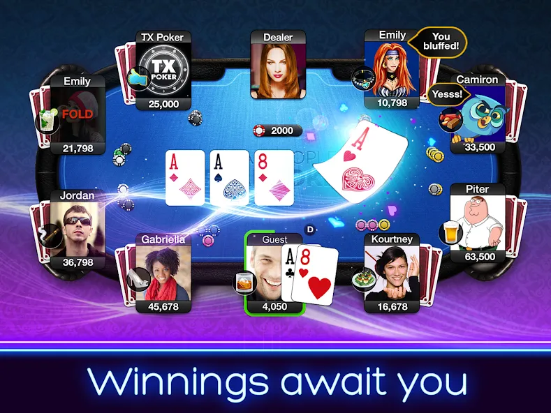 TX Poker - Texas Holdem Poker [МОД Много денег] APK Android Screenshot 2