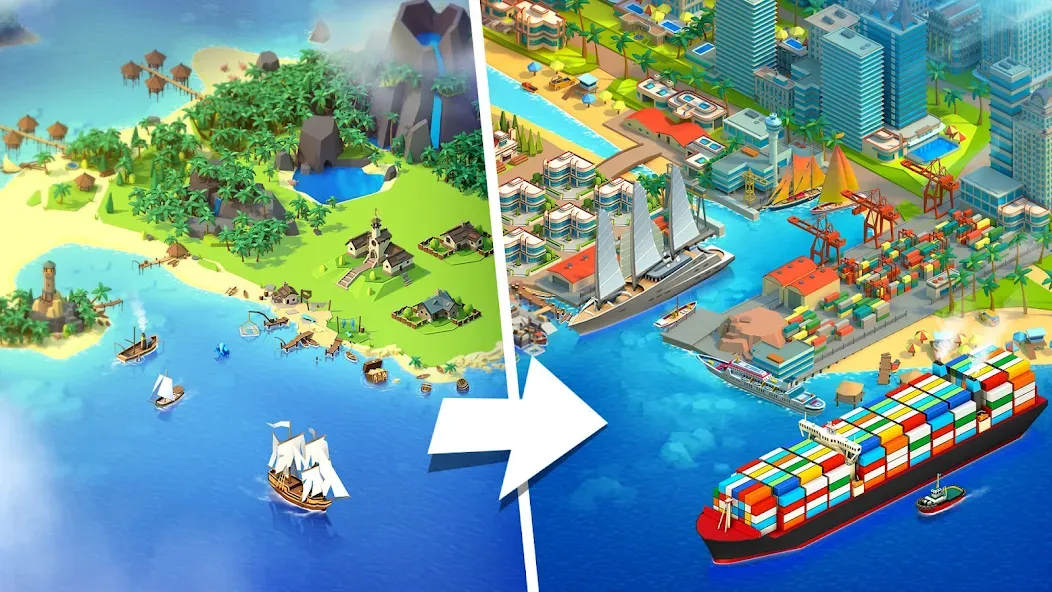 Sea Port: Cargo Boat Tycoon (Си Порт) [МОД Много денег] APK Android Screenshot 1