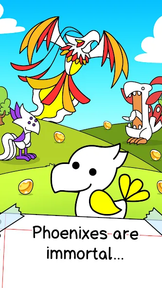 Phoenix Evolution: Idle Merge (Финикс Эволюция) [МОД Бесконечные монеты] APK Android Screenshot 1