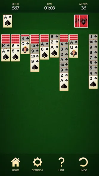 Spider Solitaire: Card Game (Спайдер Солитер) [МОД Меню] APK Android Screenshot 3