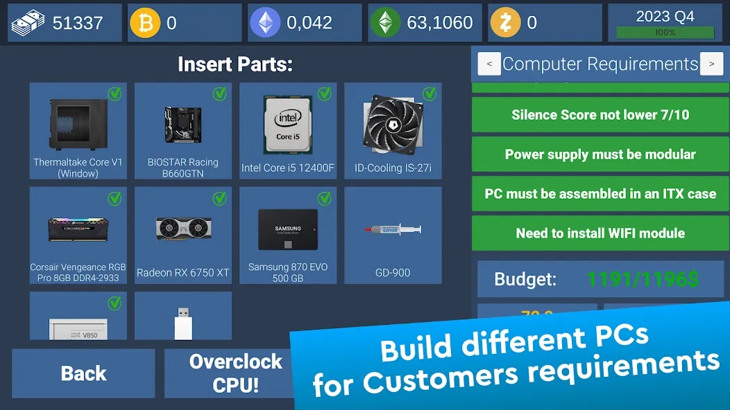 PC Creator Simulator (ПК Создатель Симулятор) [МОД Бесконечные монеты] APK Android Screenshot 2