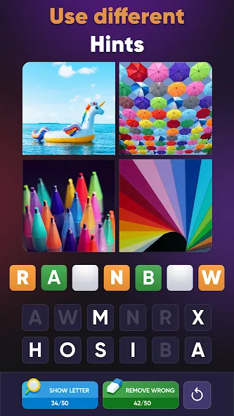 4 Pics 1 Word: Guessing Games [МОД Mega Pack] APK Android Screenshot 2