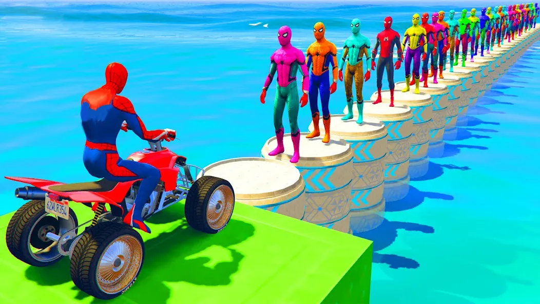 ATV Quads Bike Stunt Racing 3D (Квадроциклы Супергерои Гонки) [МОД Много денег] APK Android Screenshot 1