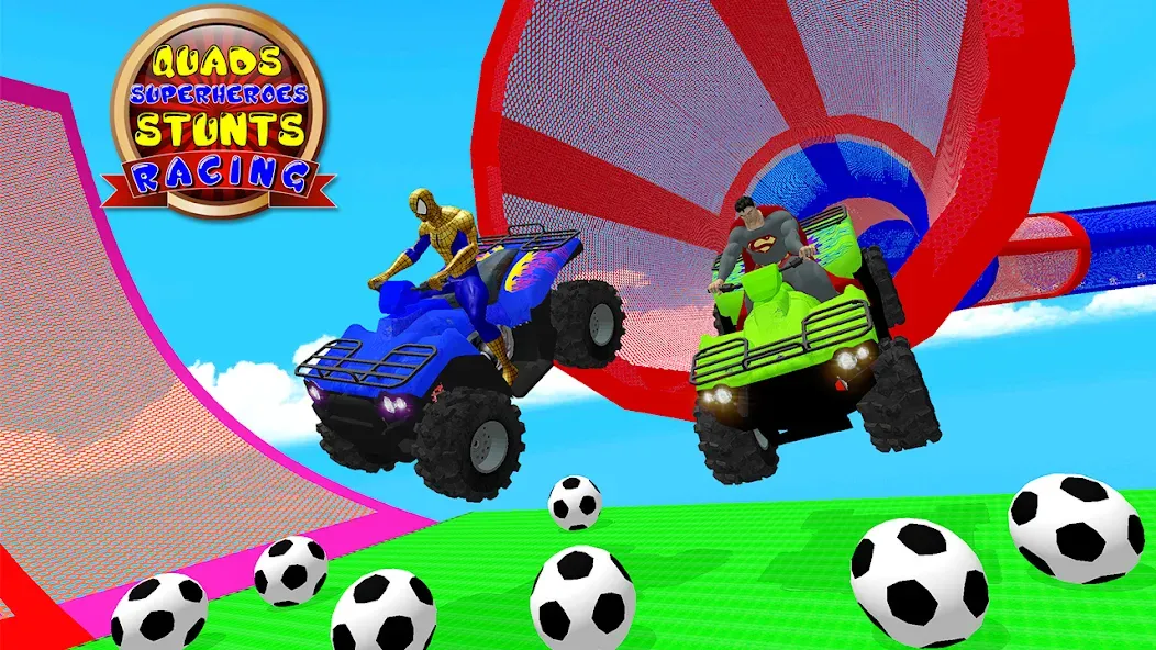 ATV Quads Bike Stunt Racing 3D (Квадроциклы Супергерои Гонки) [МОД Много денег] APK Android Screenshot 5
