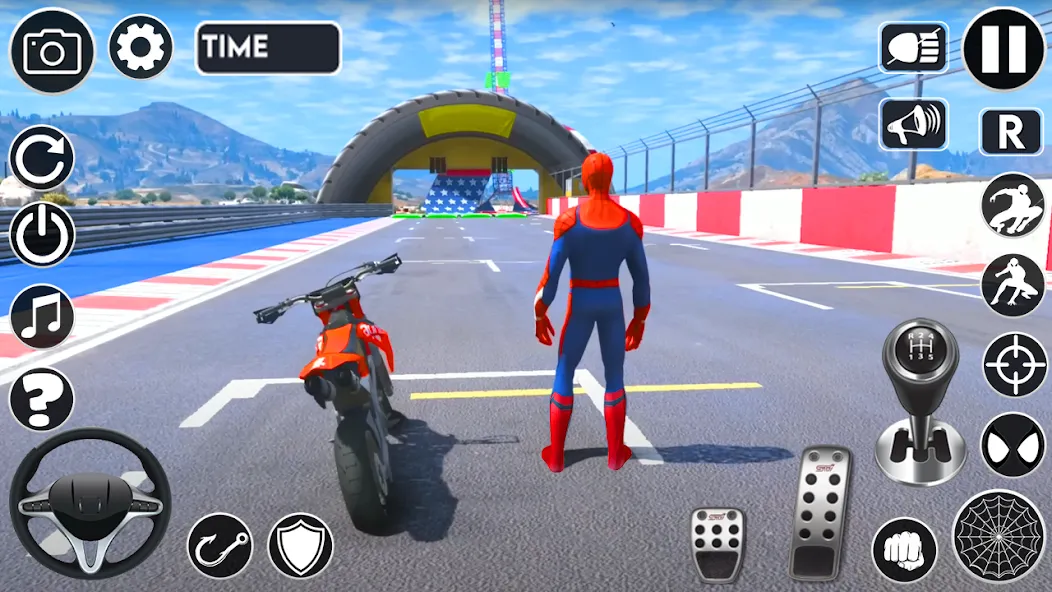 Superhero Tricky Bike Stunt (упергерой Трики Байк Стант) [МОД Много денег] APK Android Screenshot 1