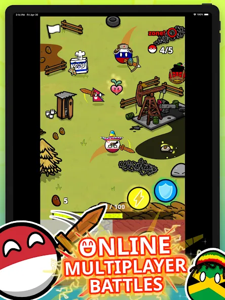 Countryball Potato Mayhem (Кантрибол Потето Мейхем) [МОД Много денег] APK Android Screenshot 5