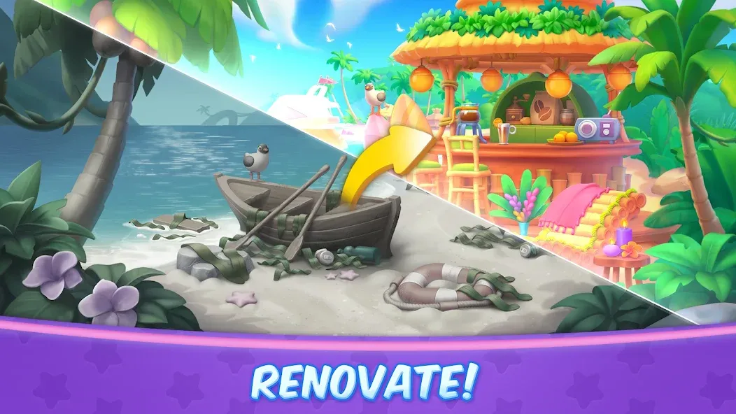 Tropicmania: Match-3 adventure (Тропикмания) [МОД Mega Pack] APK Android Screenshot 2