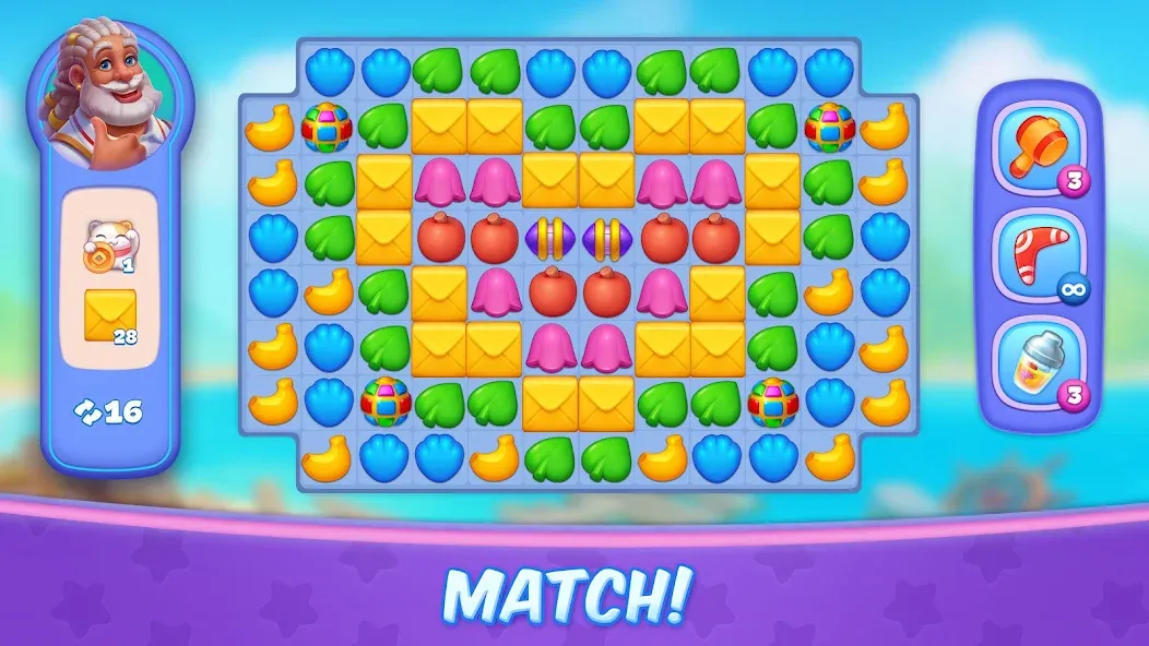Tropicmania: Match-3 adventure (Тропикмания) [МОД Mega Pack] APK Android Screenshot 3