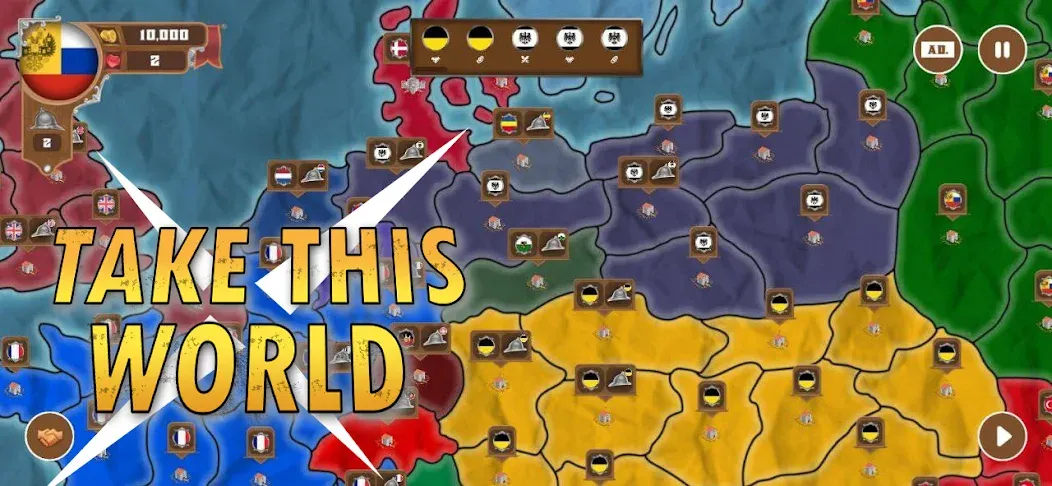World conquest: Europe 1812 (Всемирное завоевание) [МОД Много денег] APK Android Screenshot 1