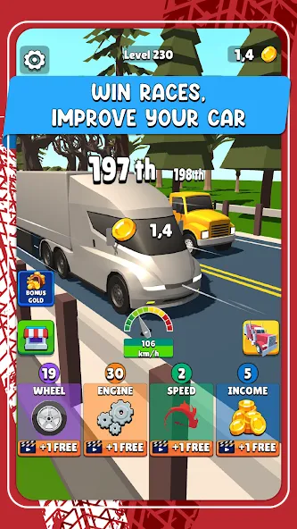Idle Truck Racing : Cybertruck (Айдл Трак Рейсинг) [МОД Premium] APK Android Screenshot 2