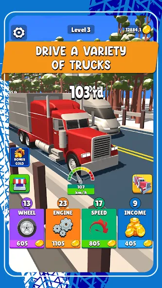 Idle Truck Racing : Cybertruck (Айдл Трак Рейсинг) [МОД Premium] APK Android Screenshot 3