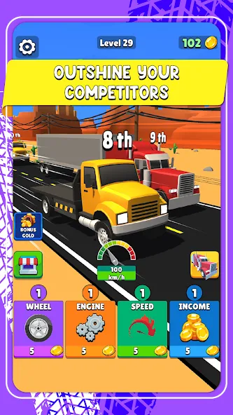 Idle Truck Racing : Cybertruck (Айдл Трак Рейсинг) [МОД Premium] APK Android Screenshot 5