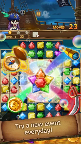 Jewels Ghost Ship: jewel games (Джуэлз Гост Шип) [МОД Меню] APK Android Screenshot 2