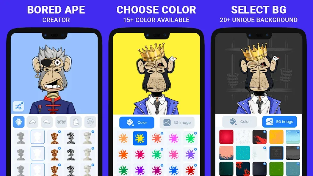 Bored Ape Maker - NFT Art (Боред Эйп Мейкер) [МОД Все открыто] APK Android Screenshot 2