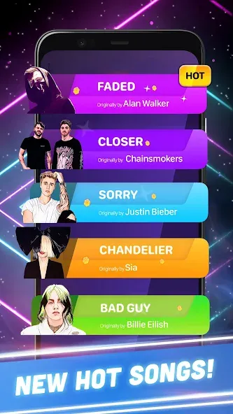 Hop Tiles 3D: Hit music game (Хоп Тайлс 3Д) [МОД Бесконечные монеты] APK Android Screenshot 5