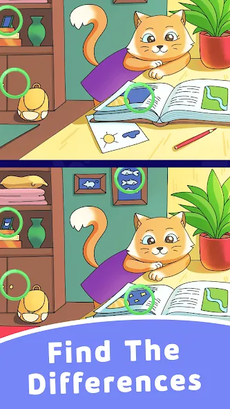 Find Differences: Cute Cats [МОД Бесконечные монеты] APK Android Screenshot 2