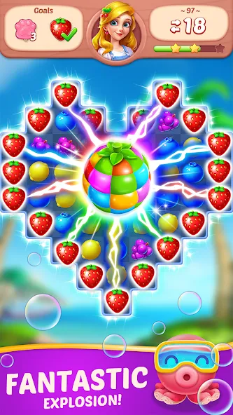 Fruit Diary - Match 3 Games [МОД Бесконечные монеты] APK Android Screenshot 2