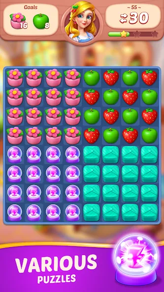 Fruit Diary - Match 3 Games [МОД Бесконечные монеты] APK Android Screenshot 5