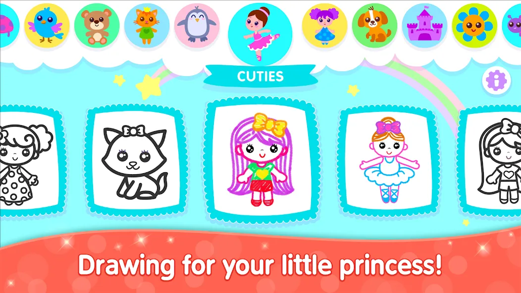 Bini Game Drawing for kids app (Бини) [МОД Бесконечные монеты] APK Android Screenshot 1