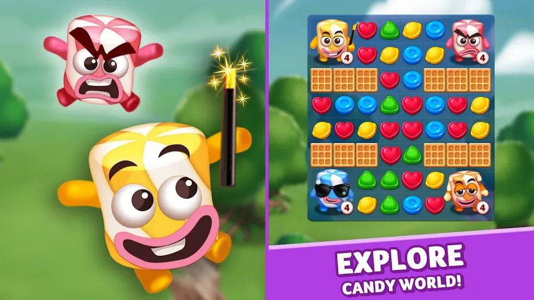 Lollipop & Marshmallow Match3 [МОД Mega Pack] APK Android Screenshot 1