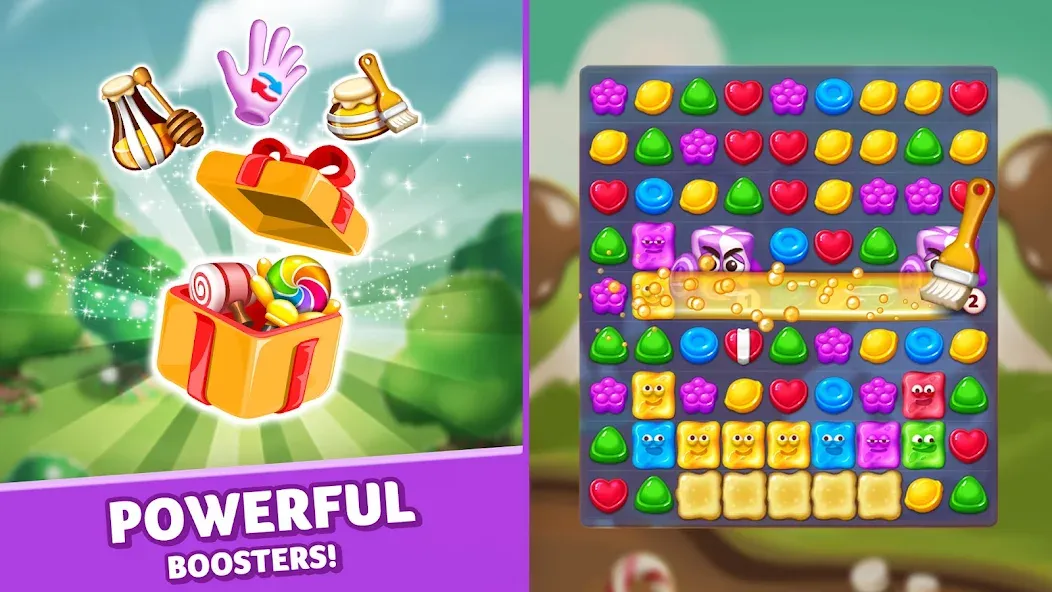 Lollipop & Marshmallow Match3 [МОД Mega Pack] APK Android Screenshot 2
