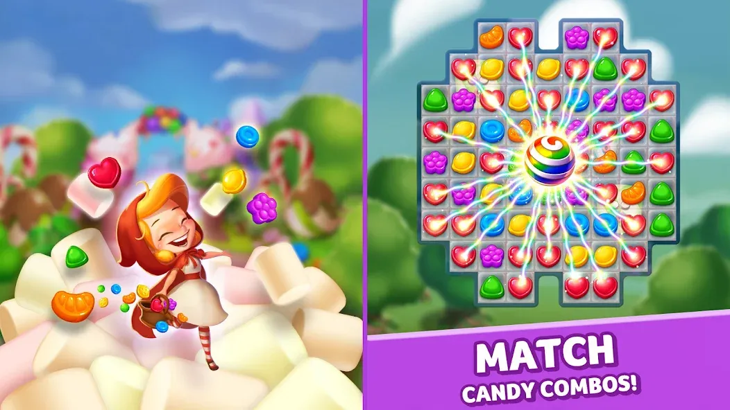 Lollipop & Marshmallow Match3 [МОД Mega Pack] APK Android Screenshot 5