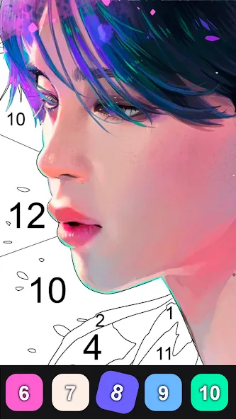 Kpop Paint by Numbers BT21 [МОД Бесконечные монеты] APK Android Screenshot 4
