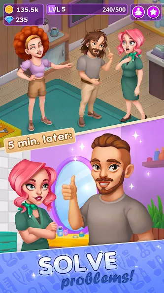 Beauty Tycoon: Hair Salon Game (Бьюти Тайкун) [МОД Меню] APK Android Screenshot 4