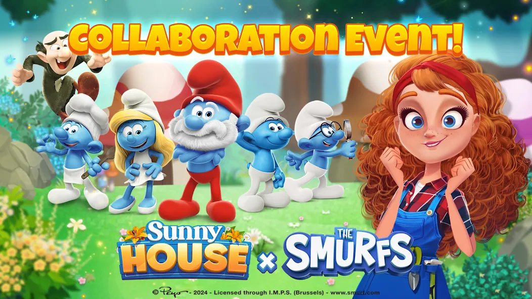 Merge Manor x The Smurf Collab (Мердж Манор) [МОД Много денег] APK Android Screenshot 1
