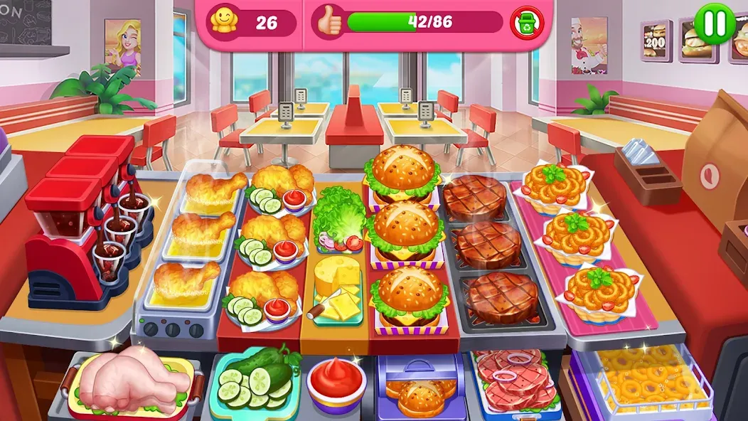 Crazy Cooking Diner: Chef Game (Крейзи кукинг дайнер) [МОД Бесконечные монеты] APK Android Screenshot 1