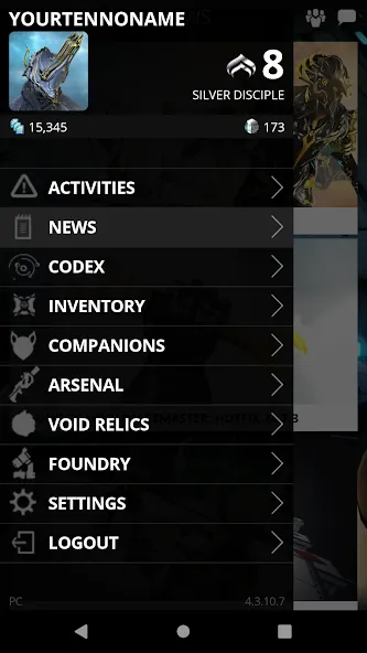 Warframe Companion (Уорфрейм Компаньон) [МОД Бесконечные монеты] APK Android Screenshot 1