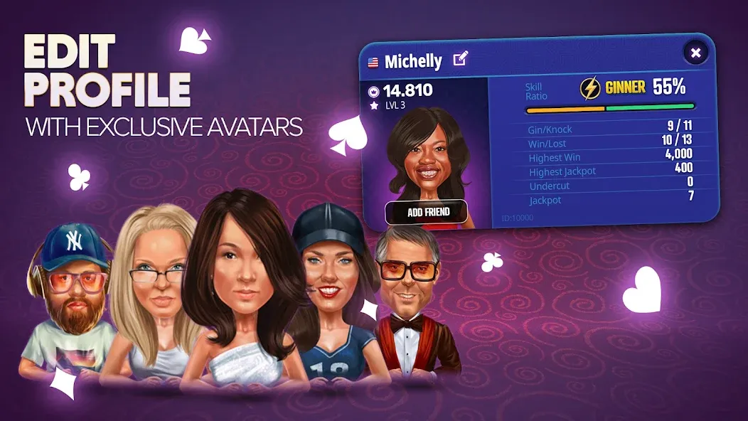 Gin Rummy Extra - Online Rummy (Джин Рамми Экстра) [МОД Premium] APK Android Screenshot 2