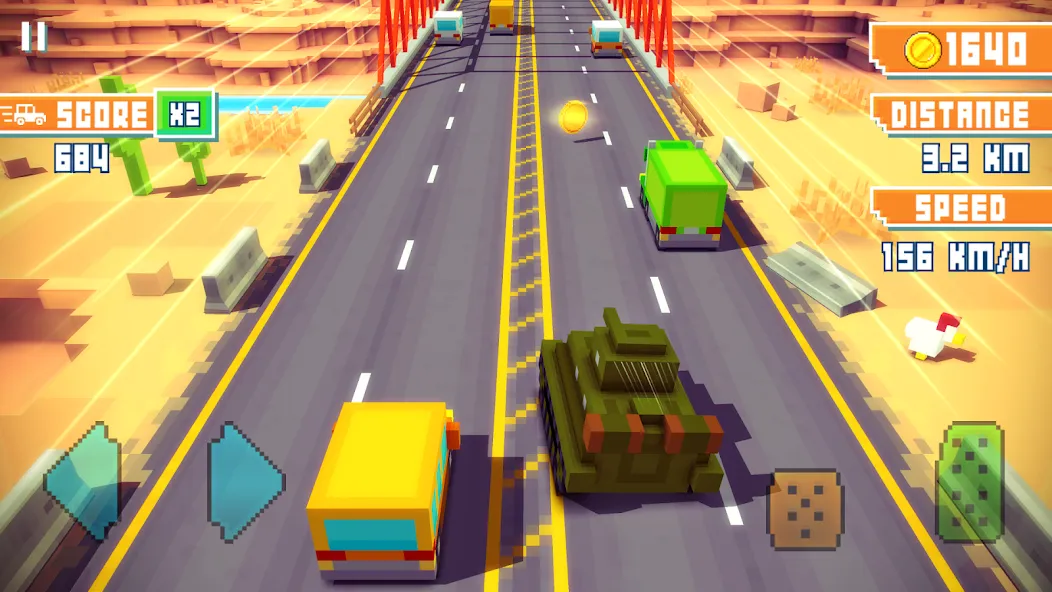 Blocky Highway: Traffic Racing (Блоки Хайвей) [МОД Много денег] APK Android Screenshot 1