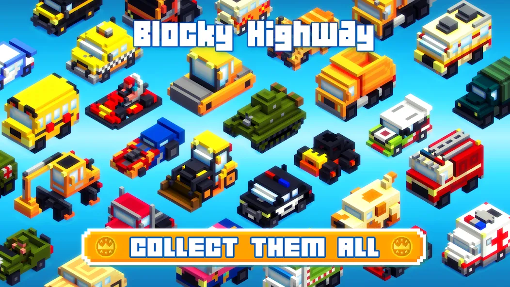Blocky Highway: Traffic Racing (Блоки Хайвей) [МОД Много денег] APK Android Screenshot 3