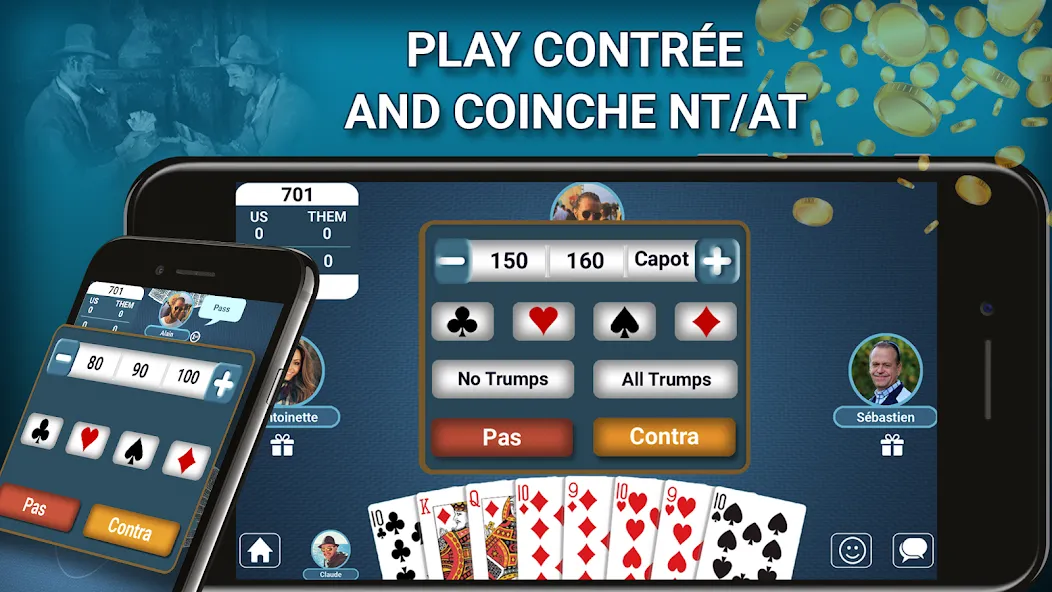 Blot Belote Coinche Online [МОД Premium] APK Android Screenshot 2