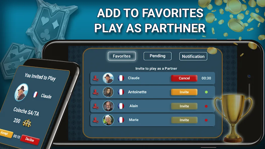 Blot Belote Coinche Online [МОД Premium] APK Android Screenshot 3