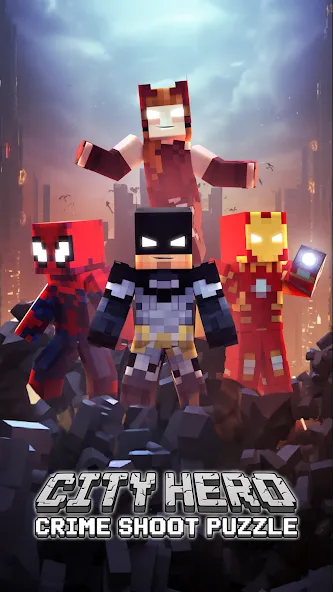City Hero: Crime Shoot Puzzle (Хиро Крафт Пазлы) [МОД Бесконечные монеты] APK Android Screenshot 1