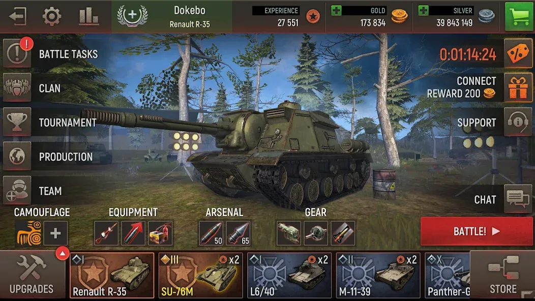 Battle Tanks: Tank Games WW2 (Бэтл Тэнкс) [МОД Premium] APK Android Screenshot 4
