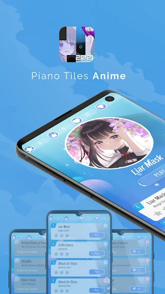 Piano Anime Tiles Music (Пиано Аниме Плитки Музыка) [МОД Premium] APK Android Screenshot 1