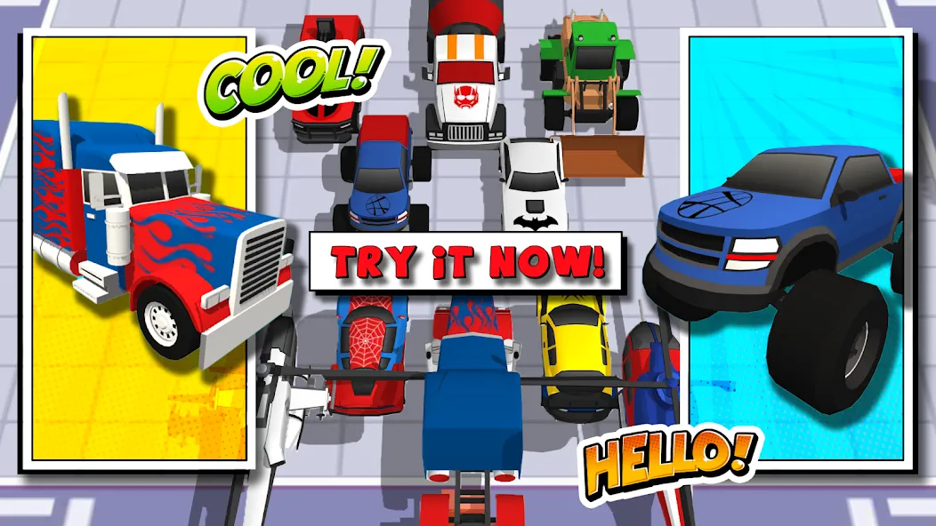 Superhero Car Merge Battle [МОД Unlocked] APK Android Screenshot 2