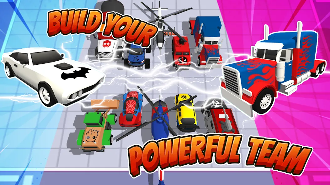 Superhero Car Merge Battle [МОД Unlocked] APK Android Screenshot 3