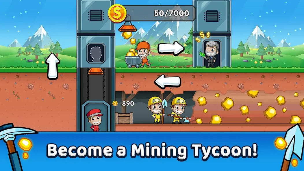 Idle Miner Tycoon: Gold Games [МОД Unlocked] APK Android Screenshot 1