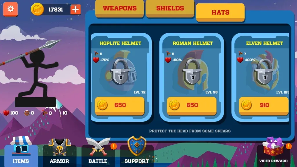 Spear war with Stickman (Спир вар) [МОД Бесконечные монеты] APK Android Screenshot 5