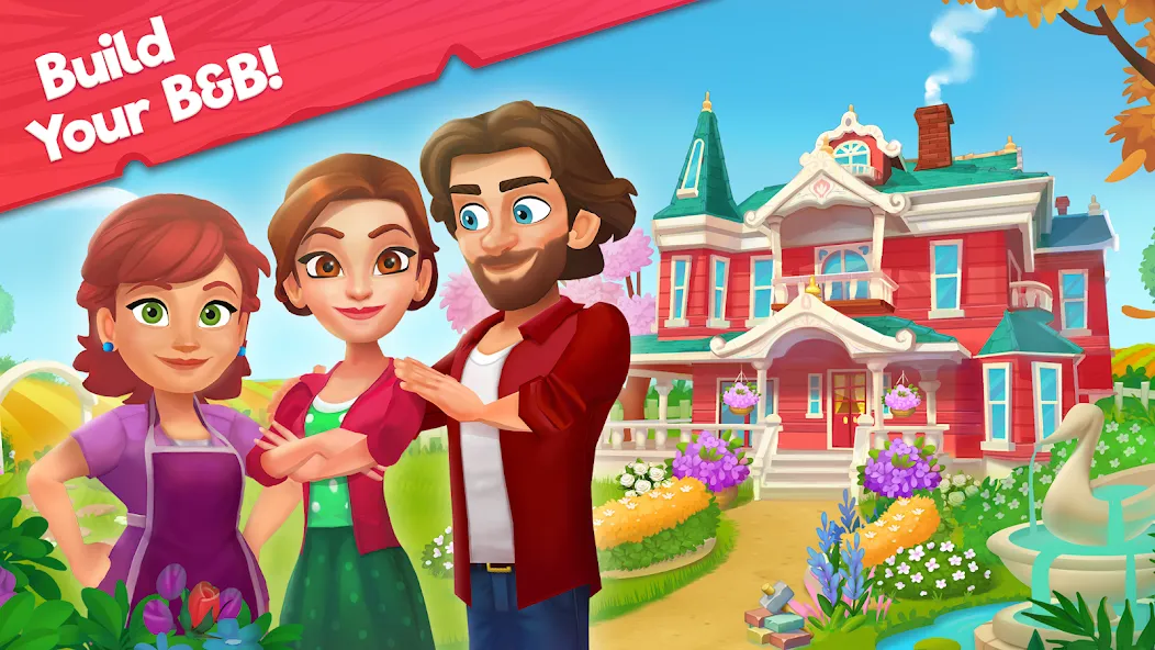 Delicious B&B: Decor & Match 3 [МОД Unlocked] APK Android Screenshot 1