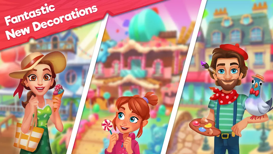 Delicious B&B: Decor & Match 3 [МОД Unlocked] APK Android Screenshot 2