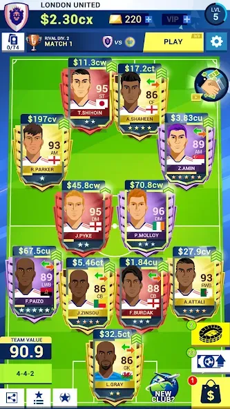 Idle Eleven - Soccer tycoon (Айдл Илевен) [МОД Меню] APK Android Screenshot 1
