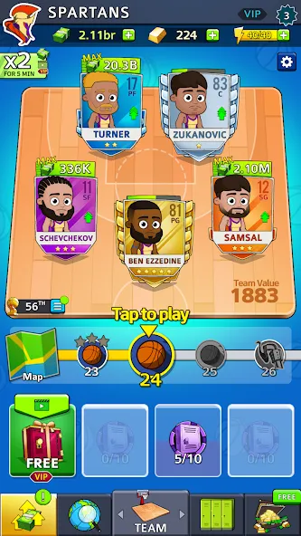 Idle Five Basketball tycoon (Айдл Файв Баскетбольный тайкун) [МОД Бесконечные монеты] APK Android Screenshot 3